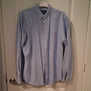 Ralph Lauren Light Blue and White Gingham Button-Down Shirt